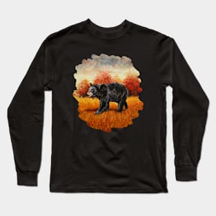 Black Bear in Autumn Woods Long Sleeve T-Shirt